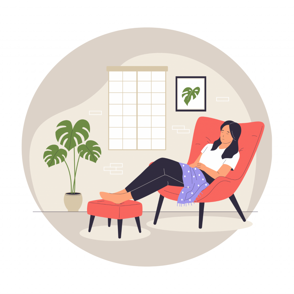 Woman relaxing in the comfort of her home